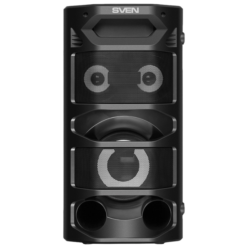 Sven 2.0 portable speaker SVEN PS-670, black, power output 2x32.5W (RMS), TWS, Bluetooth, FM, USB, microSD, LED-display, RC, lithium battery
