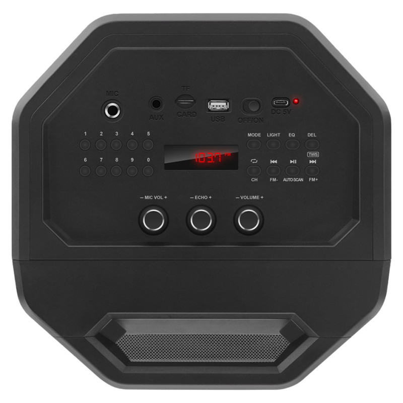 Sven 2.0 portable speaker SVEN PS-670, black, power output 2x32.5W (RMS), TWS, Bluetooth, FM, USB, microSD, LED-display, RC, lithium battery