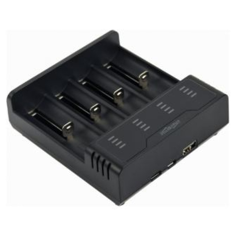 Gembird Bateriju lādētājs Gembird USB 4-slot Ni-MH + Li-ion Fast Battery Charger Black