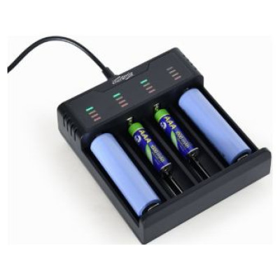 Gembird Bateriju lādētājs Gembird USB 4-slot Ni-MH + Li-ion Fast Battery Charger Black