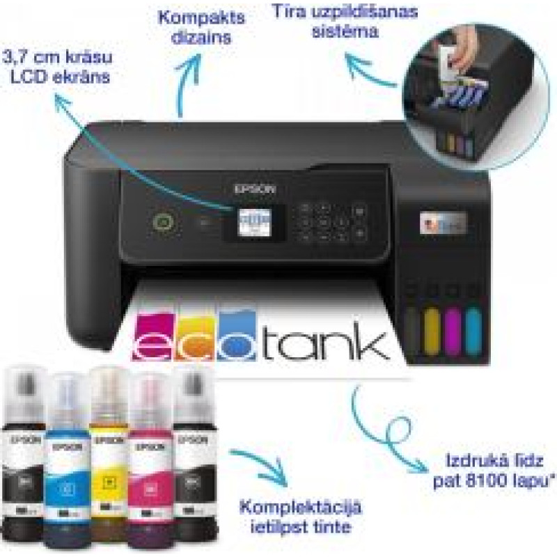 Epson Daudzfunkciju printeris Epson EcoTank L3280 AIO Black