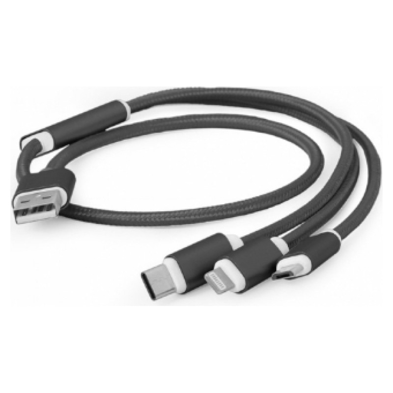 Gembird USB charging combo 3-in-1 Lightning, Type C, Micro USB Black