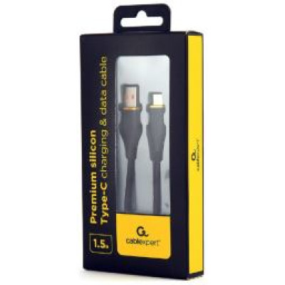 Gembird Kabelis Gembird Premium silicon USB-A Male - USB Type-C Male 1.5m Black