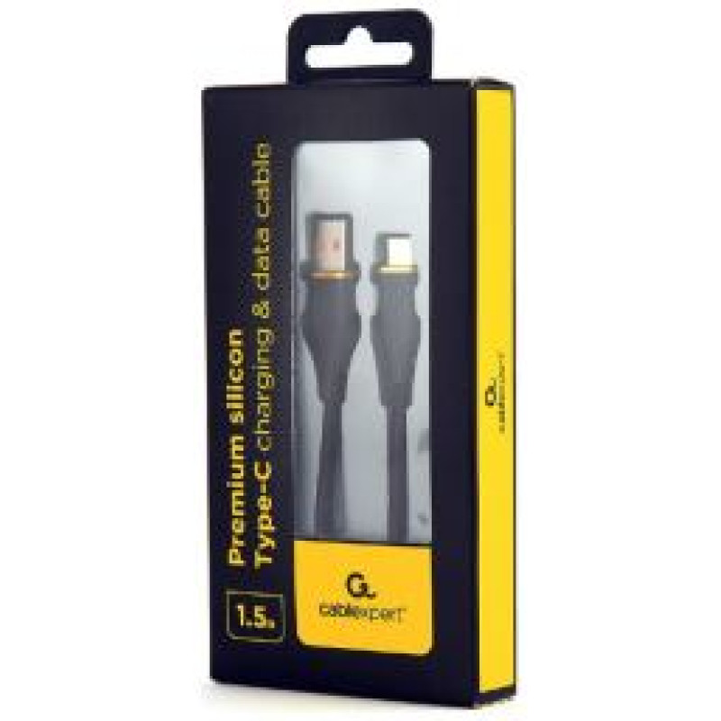 Gembird Kabelis Gembird Premium silicon USB-A Male - USB Type-C Male 1.5m Black