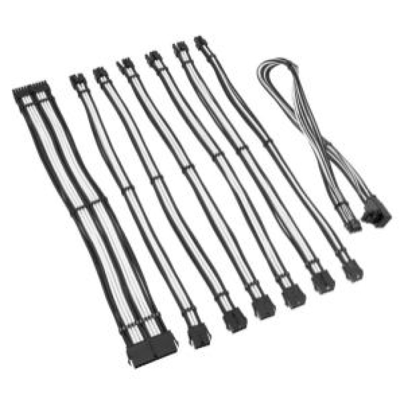 Kolink PSU kabeļu pagarinātāji Kolink Core Pro Braided Cable Extension Kit 12V-2x6 Type 1 - Jet Black/ White