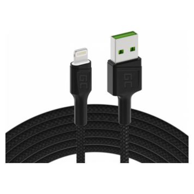 Green Cell GC Ray USB Male - Lightning Male Fast Charging with LED Diode 2m
