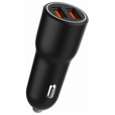 Gembird Auto lādētājs Gembird USB Type-C + USB Type-A Black