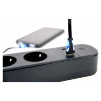 Gembird Viedā Rozete Gembird Smart Power Strip with USB Charger 4 Sockets Black