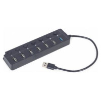 Gembird USB Centrmezgls Gembird 7-port USB 3.1 with Switches Black