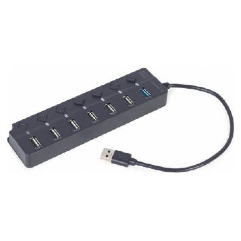 Gembird USB Centrmezgls Gembird 7-port USB 3.1 with Switches Black