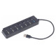 Gembird USB Centrmezgls Gembird 7-port USB 3.1 with Switches Black