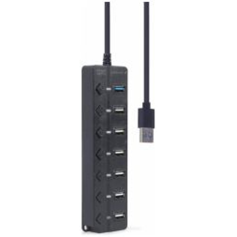 Gembird USB Centrmezgls Gembird 7-port USB 3.1 with Switches Black