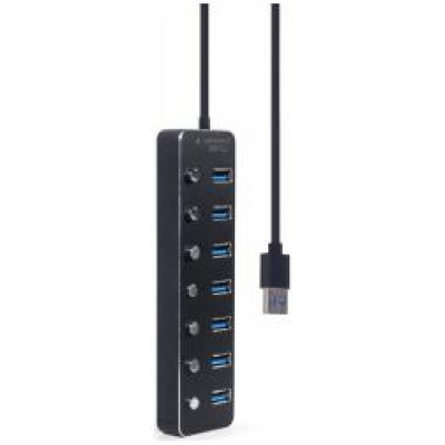 Gembird USB Centrmezgls Gembird USB 3.1 Powered 7-port Hub with Switches Black