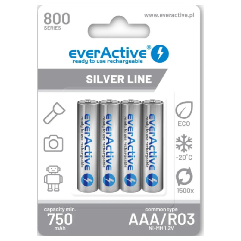 Everactive rechargeable HR03 750mAh Always ready Blistera iepakojumā 4gb.