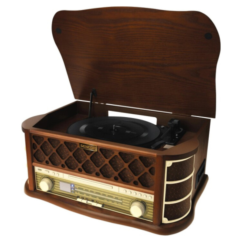 Sencor STT 016 Retro vinilpla&scaron;u atskaņotājs ar Cassette / MP3/ USB/ SD / FM  funkcijām