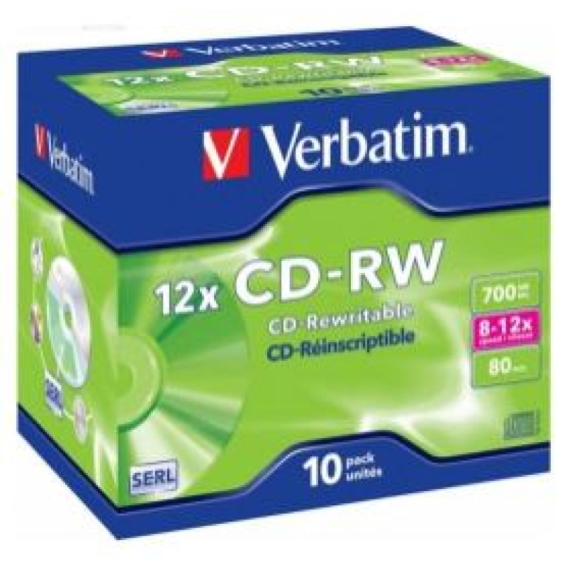 Verbatim Matricas CD-RW SERL Verbatim 700MB 10x-12x 10 Pack Jewel