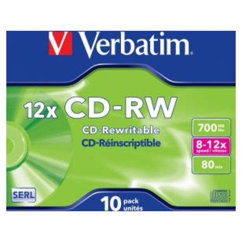 Verbatim Matricas CD-RW SERL Verbatim 700MB 10x-12x 10 Pack Jewel