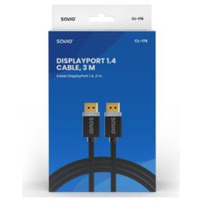 Savio Kabelis Savio DisplayPort Male - DisplayPort Male 3m Black