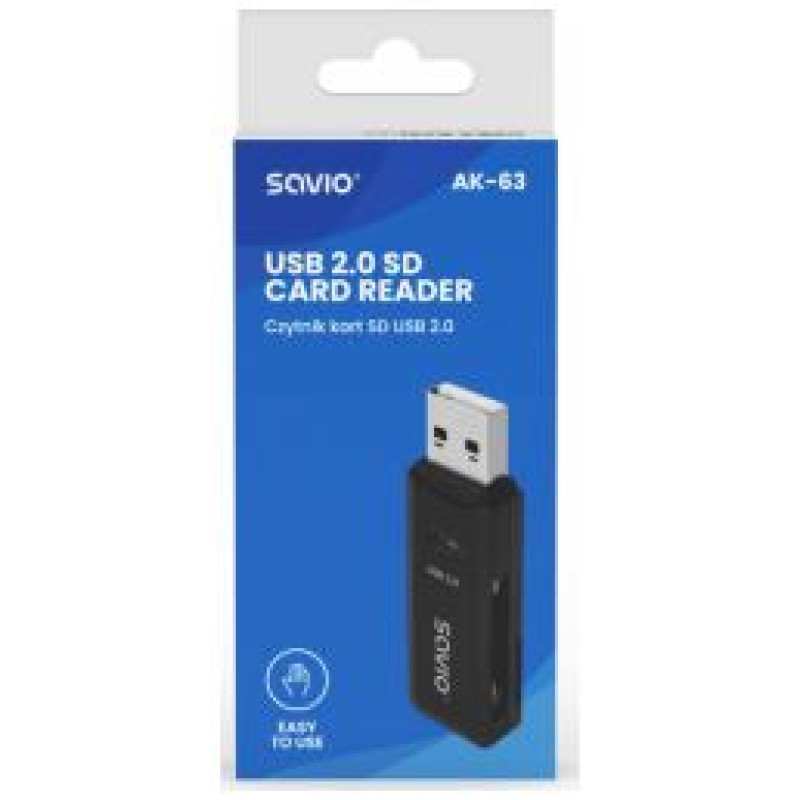 Savio Kar&scaron;u lasītājs Savio USB 2.0 SD Black