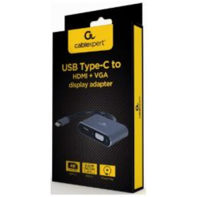 Gembird USB Type-C to HDMI + VGA Display Adapter Space Grey