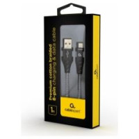 Gembird USB Male - Lightning Male Premium cotton braided 1m Black/White