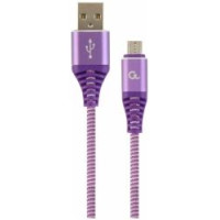 Gembird USB Male - Micro USB Male Premium cotton braided 2m Purple/White