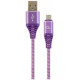 Gembird USB Male - Micro USB Male Premium cotton braided 2m Purple/White