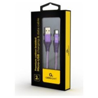 Gembird USB Male - Micro USB Male Premium cotton braided 2m Purple/White