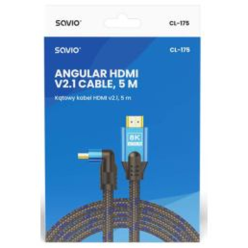 Savio Kabelis Savio HDMI Male - HDMI Male 5m 8K Blue