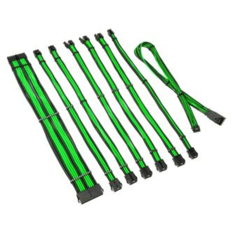 Kolink PSU kabeļu pagarinātāji Kolink Core Pro Braided Cable Extension Kit 12V-2x6 Type 1 - Venom Green
