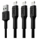 Green Cell Set of 3x Apple Lightning Fast Charging Cable with White LED Backlight 2m