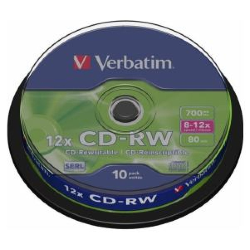 Verbatim Matricas CD-RW SERL Verbatim 700MB 12x, 10 Pack Spindle
