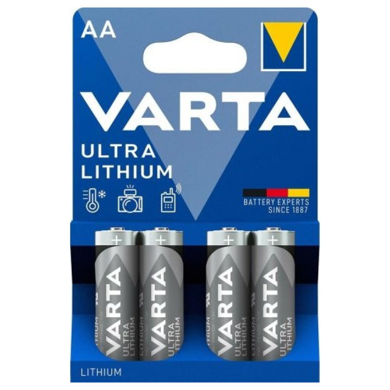 Varta MN 1500 Ultra Lithium AA (LR6) Blistera iepakojumā 4gb.