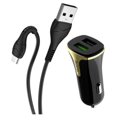 Hoco Z31 Automa&scaron;īnas lādētājs + Micro USB kabelis 2xUSB QC3.0 18W