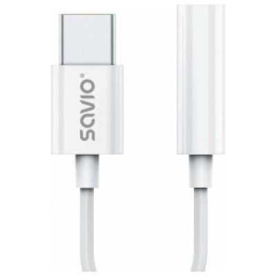 Savio USB-C Male - 3.5 mm Female White