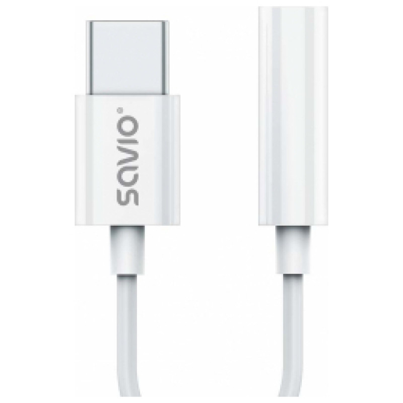 Savio USB-C Male - 3.5 mm Female White