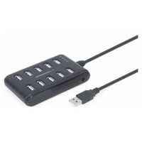 Gembird USB centrmezgls Gembird USB 2.0 10-port Black
