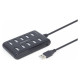 Gembird USB centrmezgls Gembird USB 2.0 10-port Black
