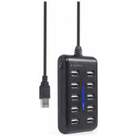 Gembird USB centrmezgls Gembird USB 2.0 10-port Black