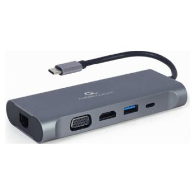 Gembird USB Type-C 7-in-1 Multi-Port Adapter + Card Reader Space Grey