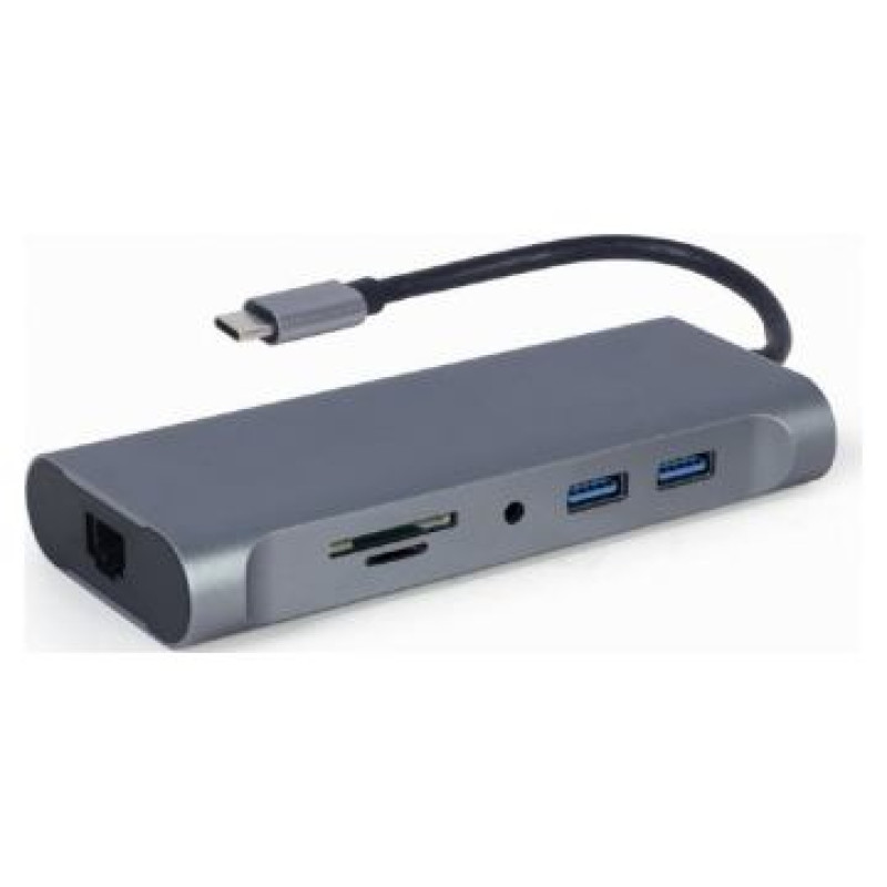 Gembird USB Type-C 7-in-1 Multi-Port Adapter + Card Reader Space Grey