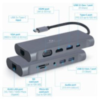 Gembird USB Type-C 7-in-1 Multi-Port Adapter + Card Reader Space Grey