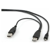 Gembird Kabelis Gembird Dual USB Male - MiniUSB Male 0.9m Black