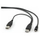 Gembird Kabelis Gembird Dual USB Male - MiniUSB Male 0.9m Black