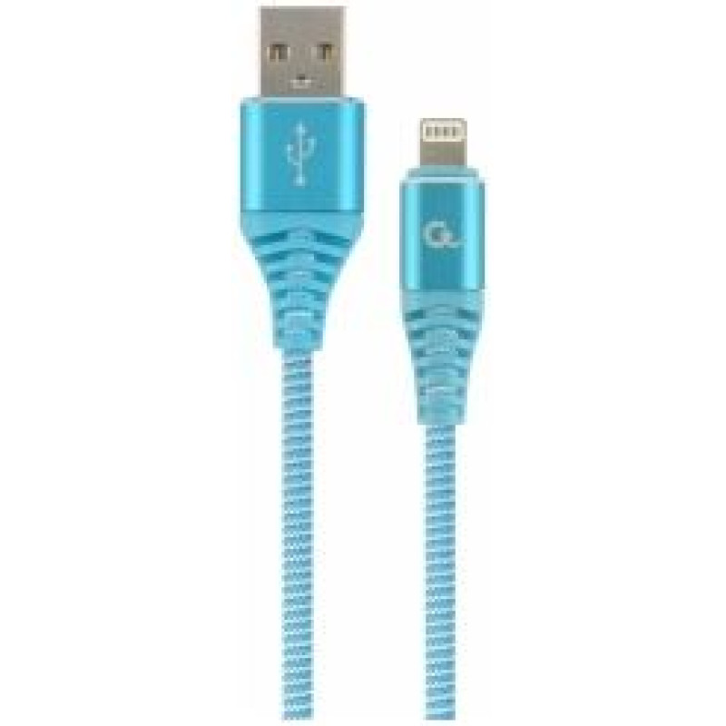 Gembird USB Male - Lightning Male Premium cotton braided 1m Blue/White