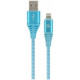 Gembird USB Male - Lightning Male Premium cotton braided 1m Blue/White