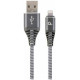 Gembird USB Male - Lightning Male Premium cotton braided 1m Space Grey/White