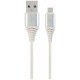 Gembird USB Male - Micro USB Male Premium cotton braided 1m Silver/White