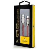 Gembird USB Male - USB Type C Male Premium rubber 2m Red
