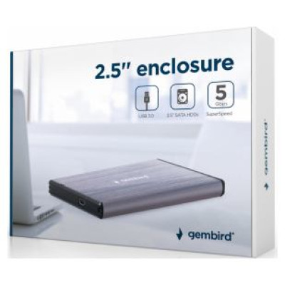Gembird Enclosure USB 3.0 2.5' Light Grey